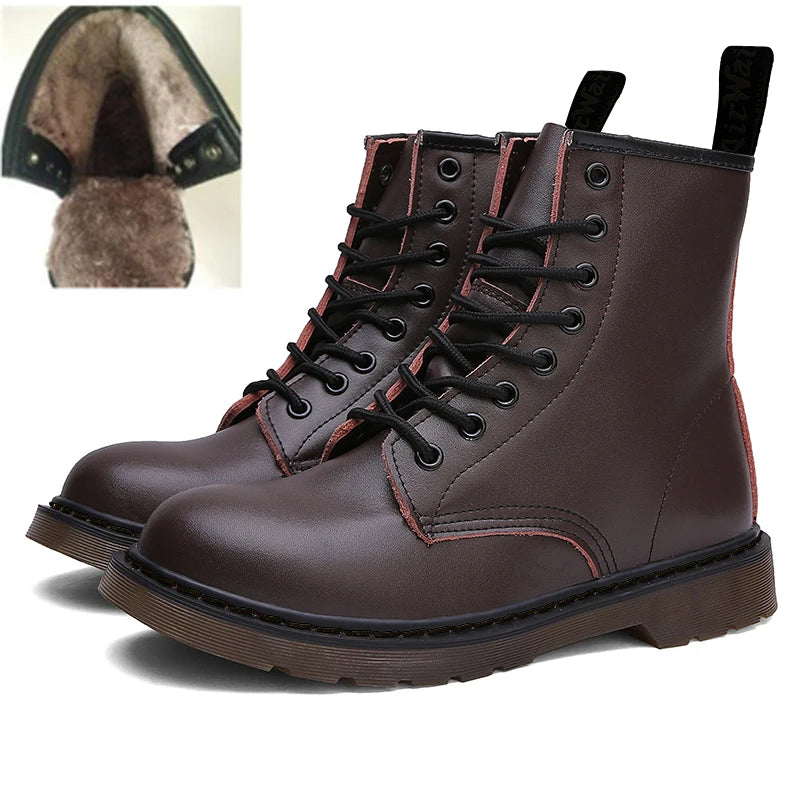 Urban Air Genuine Leather Lace Up Winter Boots - Craftklart.store
