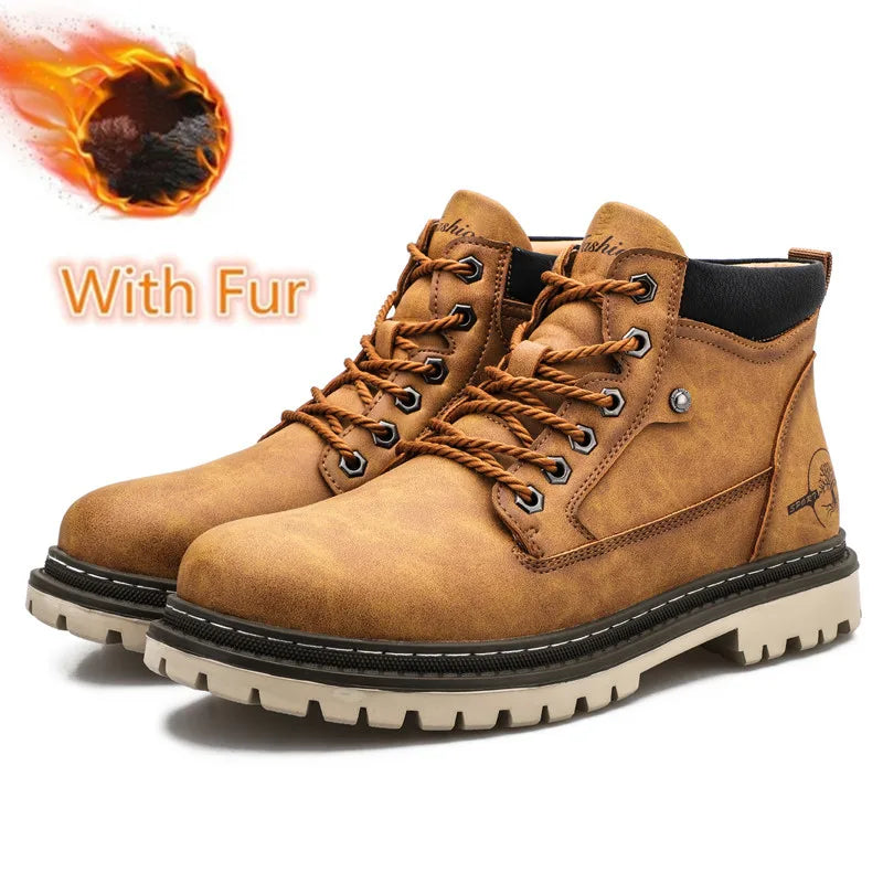 High-Top Leather Men's Walking Boots - Craftklart.store