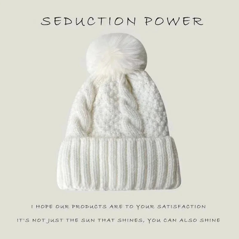 Women's Urban Knitted Fur Pompom Winter Hat - Craftklart.store