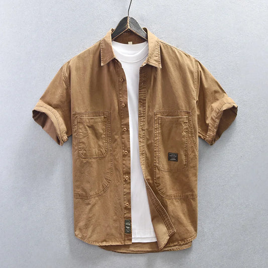 Men's Streetwear  Cotton Double Pockets Shirt