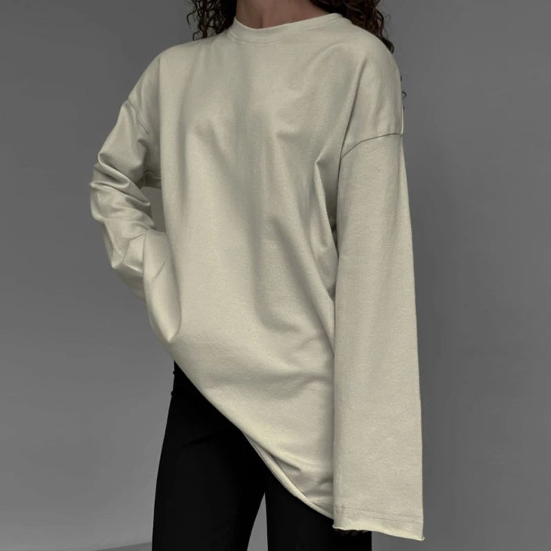 Women Round Neck oose  Long Sleeve Cotton T-Shirts - Premium Longsleeve Top from Craftklart Dropship - Just $18.28! Shop now at Craftklart.store