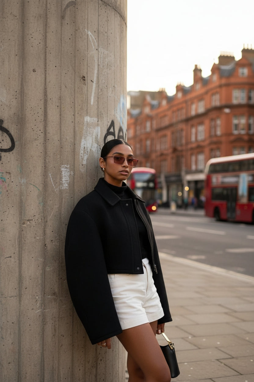 Cropped Lapel Bomber Jacket — Women's