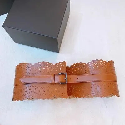 Hollow Leather Cumberbunds Women Cowhide Italian Designed Belt - Premium Belt from Craftklart Dropship - Just $75.70! Shop now at Craftklart.store