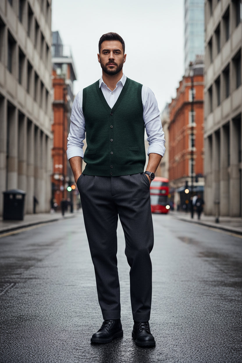 Men's Knit Sweater Vest — V-Neck Sleeveless Pullover