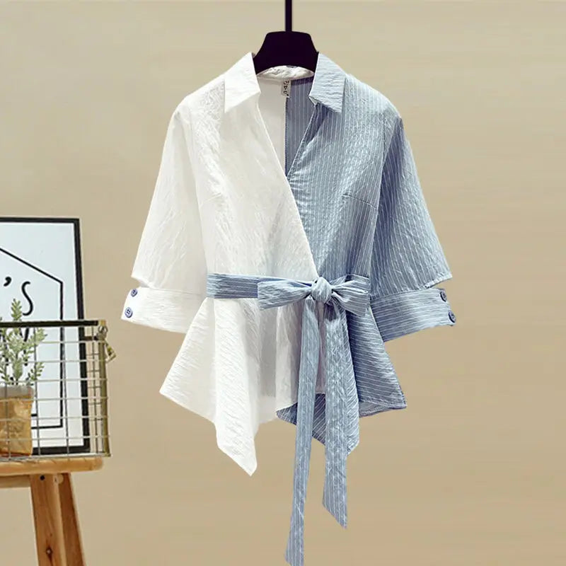 2025 Summer New Stitched Chiffon Shirt Female Set - Premium Sets from Craftklart Dropship - Just $18.21! Shop now at Craftklart.store