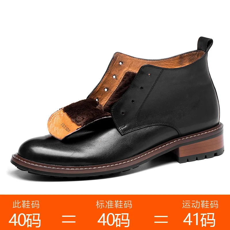 Autumn and winter men's boots, men's shoes, British style high top round toe short boots, genuine leather retro workwear boots