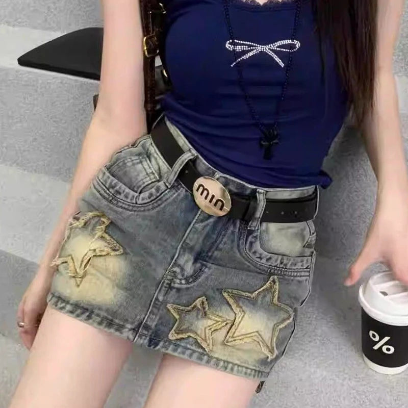 Women American Retro  High Waist Slim Harajuku Denim Skirt - Premium Skirt from Craftklart Dropship - Just $22.41! Shop now at Craftklart.store