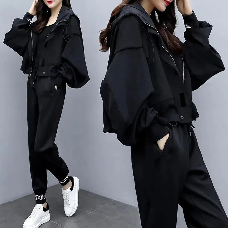 Women's Tracksuit Korean Zipper Jacket Two Piece Suit 2024 - Premium Set from Craftklart Dropship - Just $10.21! Shop now at Craftklart.store