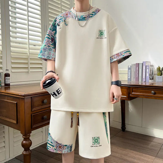 Men's Summer Casual Tracksuit Print Set - Premium Set from Craftklart Dropship - Just $26.24! Shop now at Craftklart.store