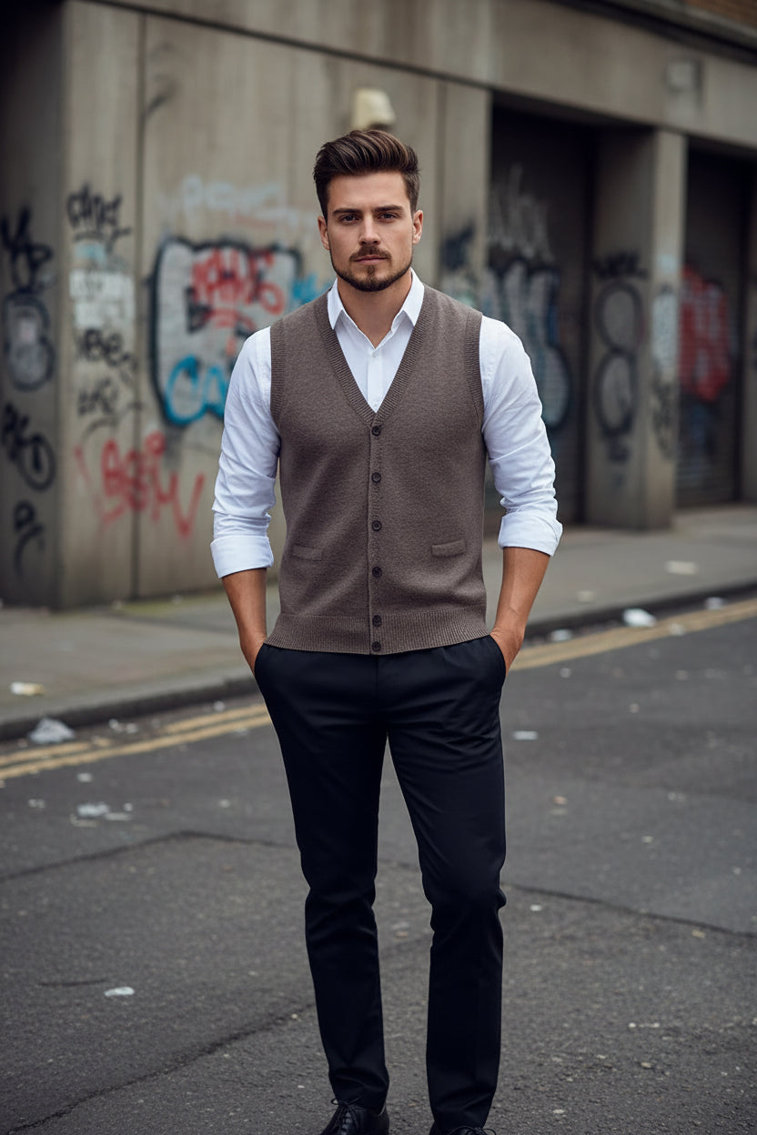 Men's Knit Sweater Vest — V-Neck Sleeveless Pullover