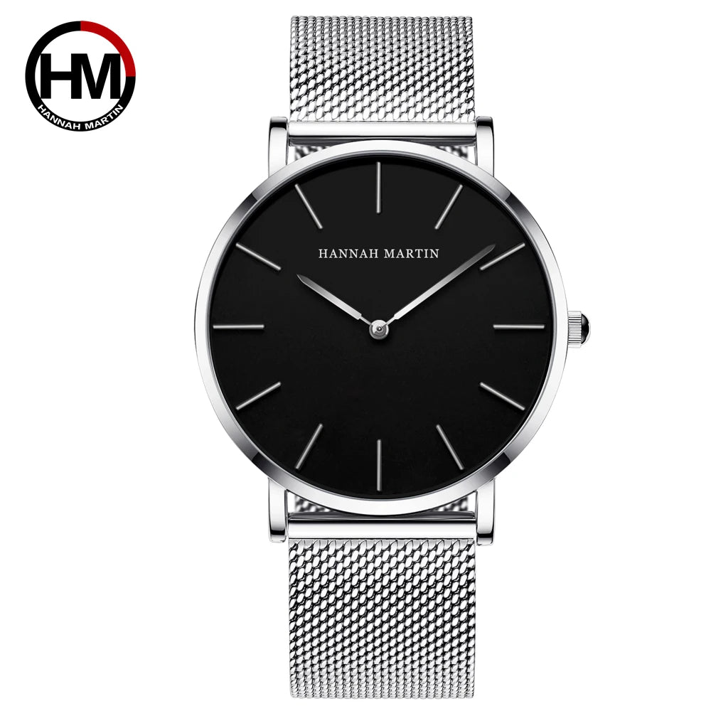 Minimal Quartz Watch by Craftklart with stainless steel case and black leather strap, showcasing a sleek and modern design.
