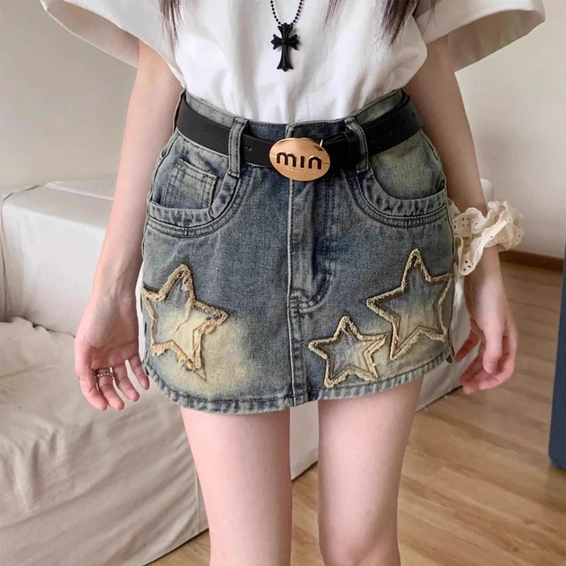 Women American Retro  High Waist Slim Harajuku Denim Skirt - Premium Skirt from Craftklart Dropship - Just $22.41! Shop now at Craftklart.store