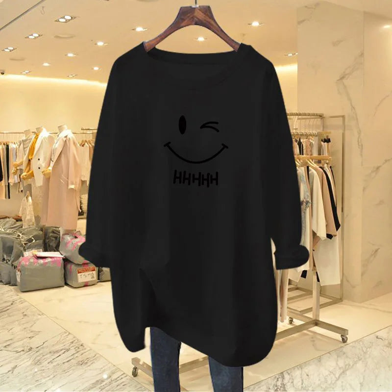 Chic Loose O-neck Long Sleeve Pullover Cotton Top Tee - Premium Longsleeve Top from Craftklart Dropship - Just $17.11! Shop now at Craftklart.store