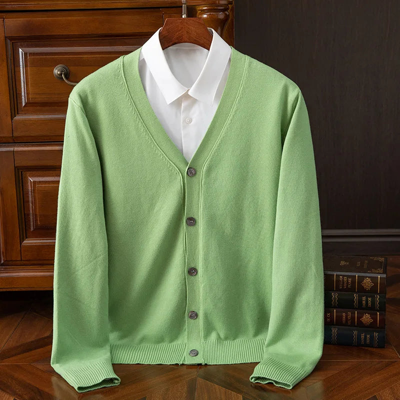 Men's  100% Merino wool cashmere V-neck cardigan - Premium Cardigan from Craftklart Dropship - Just $15.73! Shop now at Craftklart.store