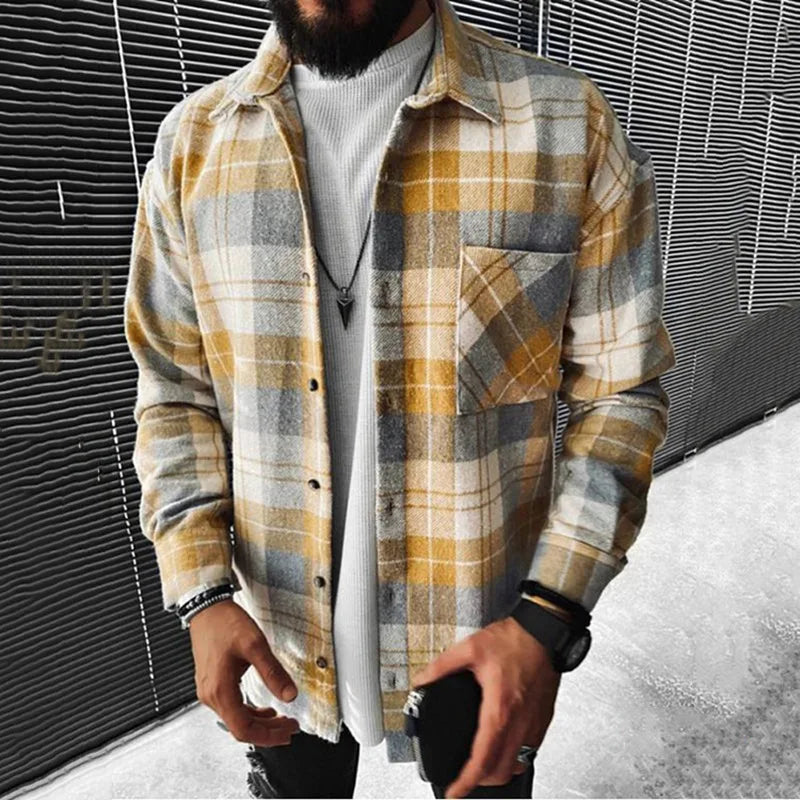 New Men's Blue White Check Long Sleeve Shirt - Premium Shirt from Craftklart Dropship - Just $19.04! Shop now at Craftklart.store