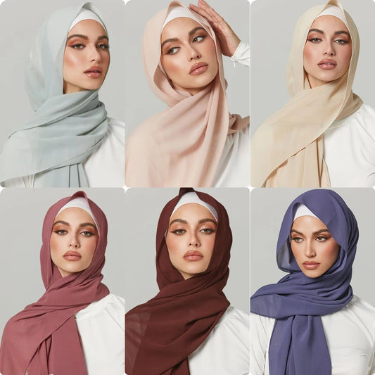 Ladies Pearl Chiffon Hijab Shawls