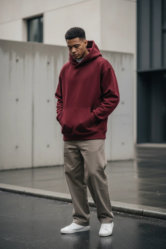 Heavyweight cotton and velvet hoodie in 16.9oz 480gsm, with a hood and cozy fit, by Craftklart.