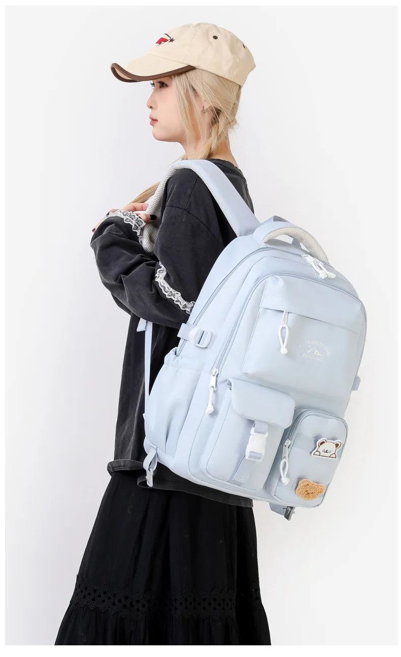 Japanese Ins College Syle Backpack with Pendant - Craftklart.store