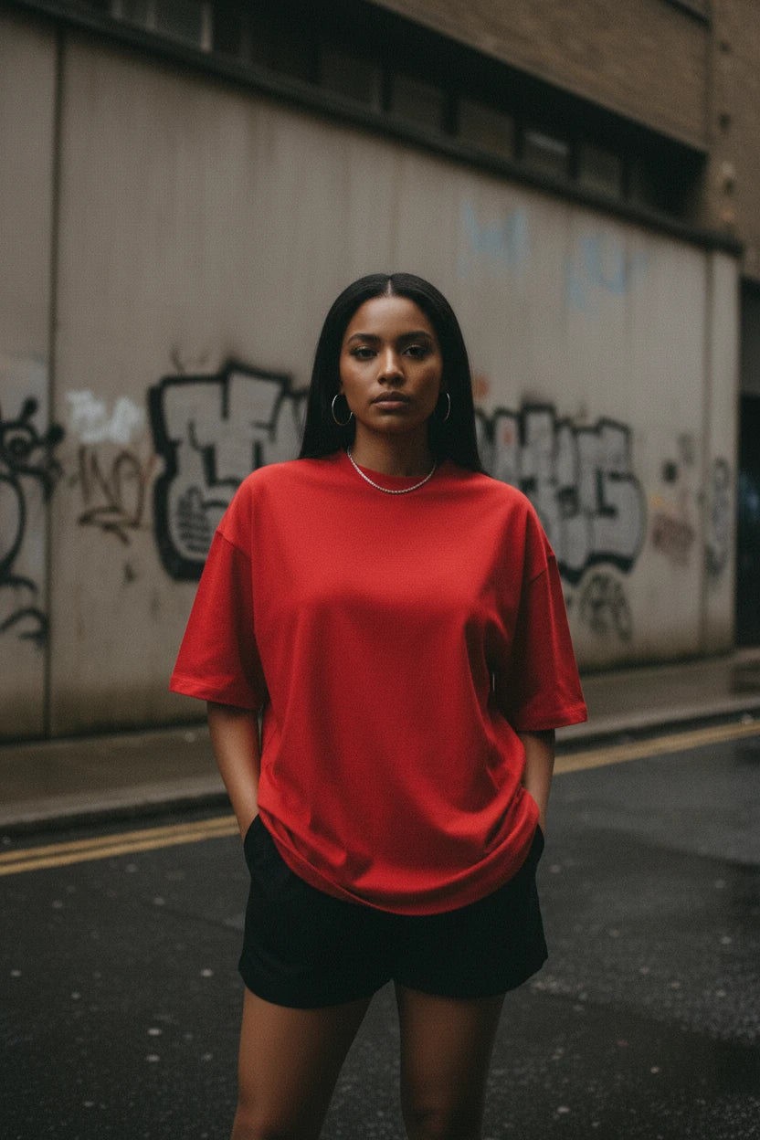 Oversized Cotton Tee — Solid Colour