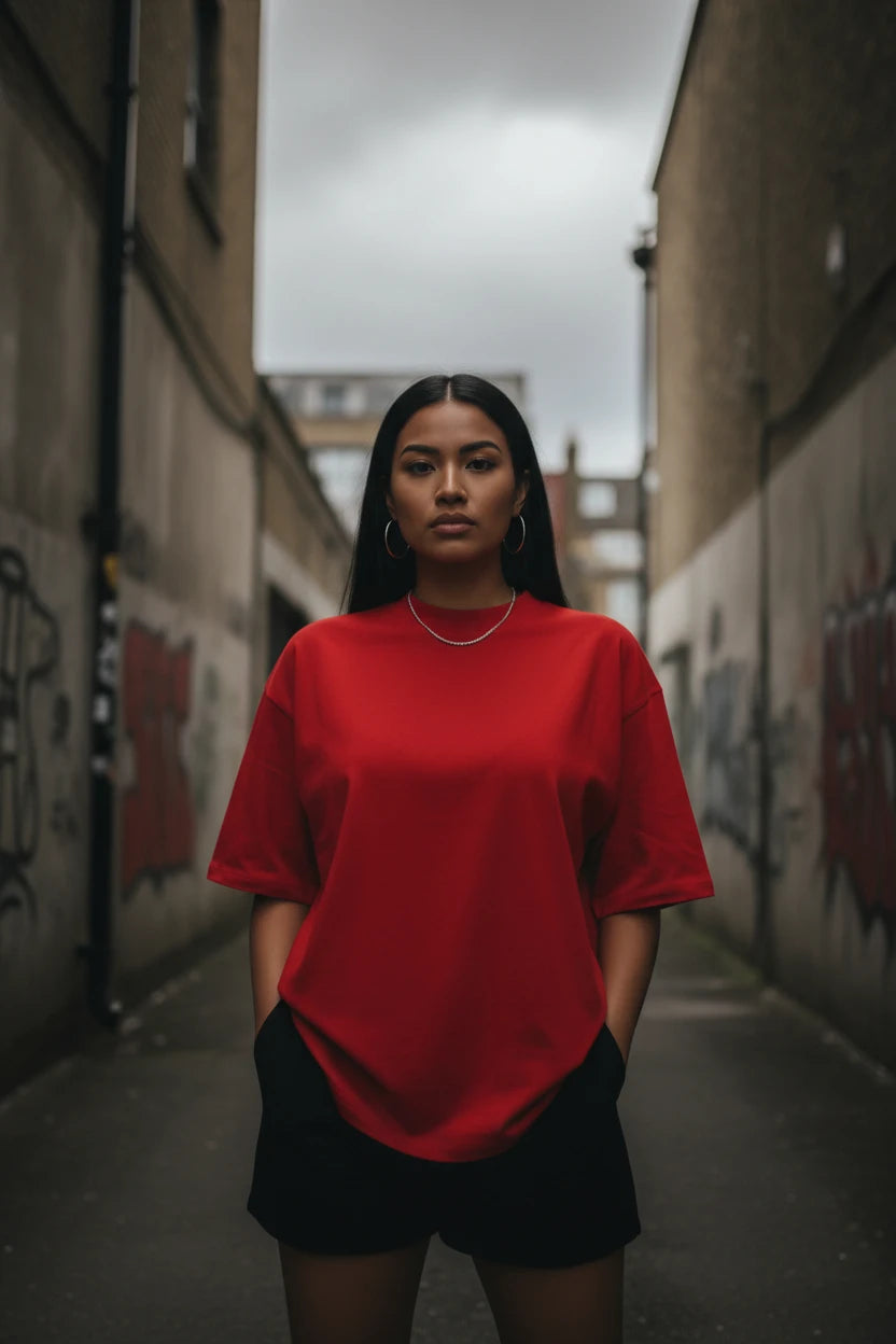 Oversized Cotton Tee — Solid Colour