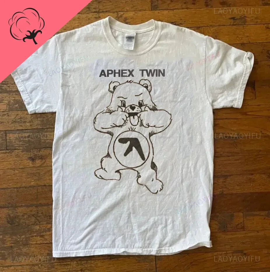 Aphex Twin Bear White Short Sleeve T-Shirt - Craftklart.store