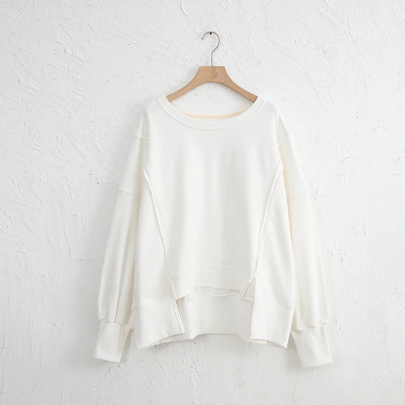 Oversized Cotton Sweatshirt — Open Side Patchwork | Craftklart