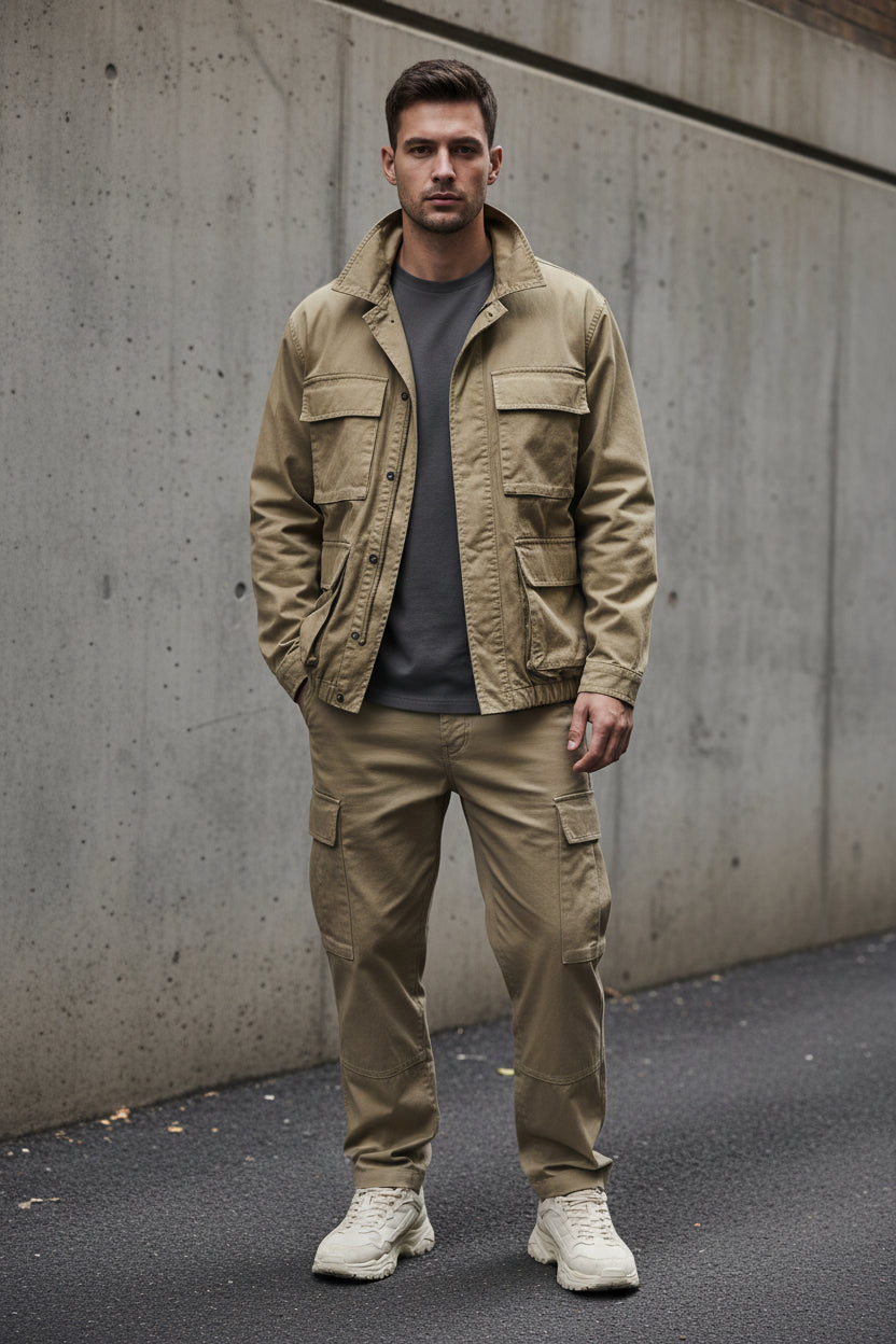 Multi-Pocket Military Cargo Jacket