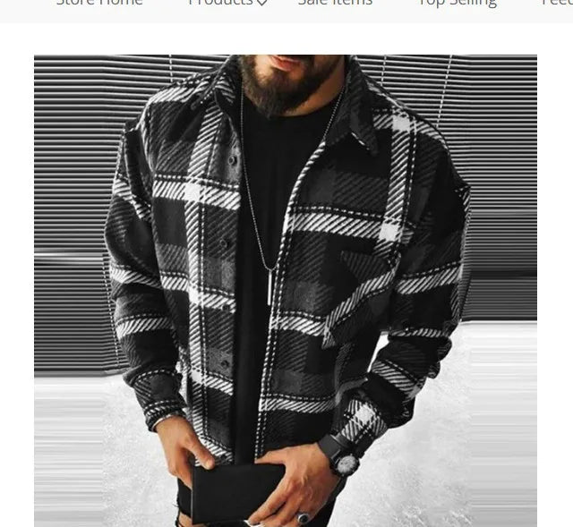 New Men's Blue White Check Long Sleeve Shirt - Premium Shirt from Craftklart Dropship - Just $19.04! Shop now at Craftklart.store