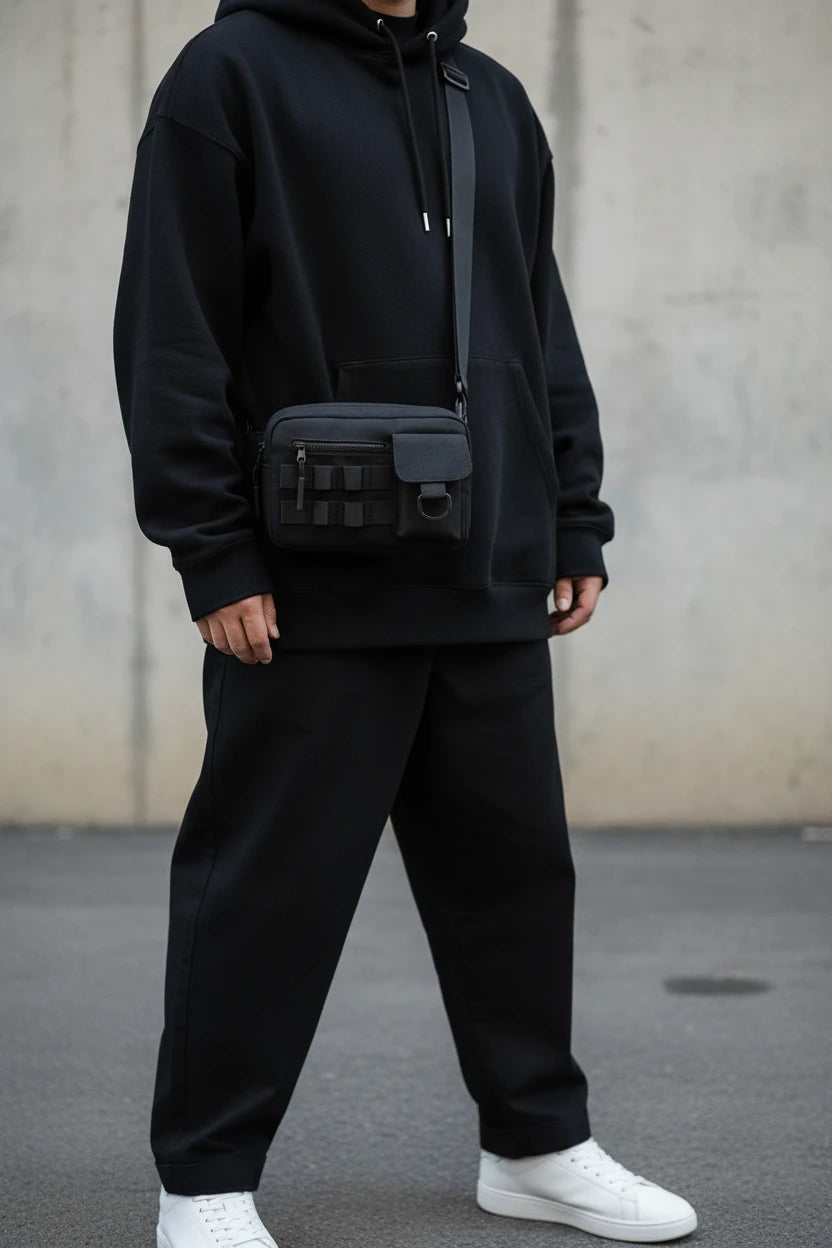 Craftklart utility chest bag showing adjustable strap, multiple compartments, and durable fabric for outdoor or everyday use.