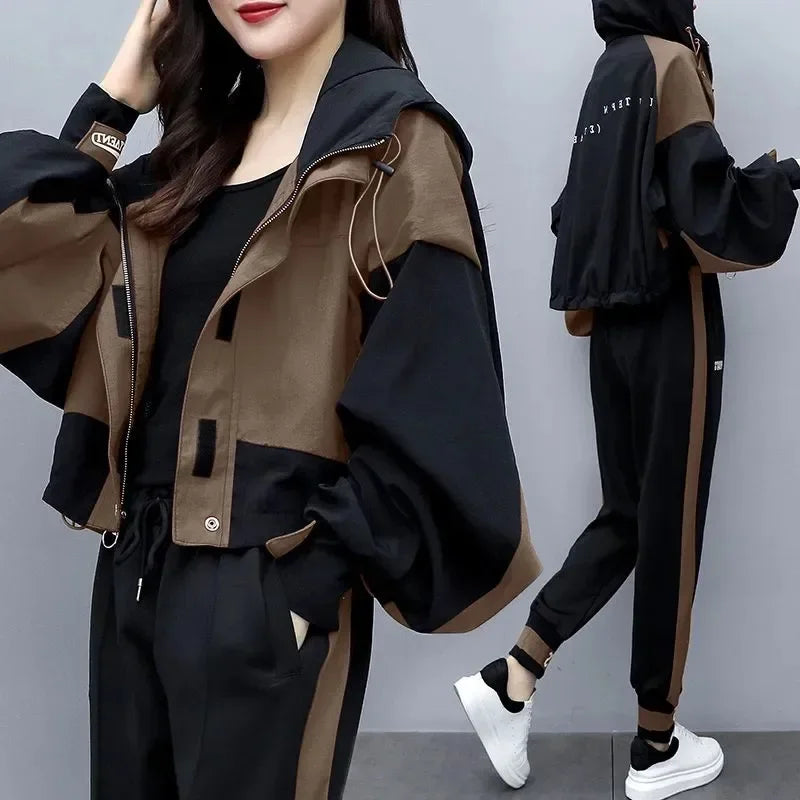 Women's Tracksuit Korean Zipper Jacket Two Piece Suit 2024 - Premium Set from Craftklart Dropship - Just $10.21! Shop now at Craftklart.store