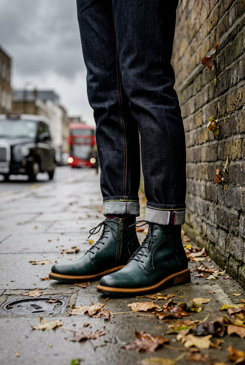 Men's Yardline Leather Ankle Boots by Craftklart Dropship, showcasing stylish ankle-height boots with smooth leather finish.