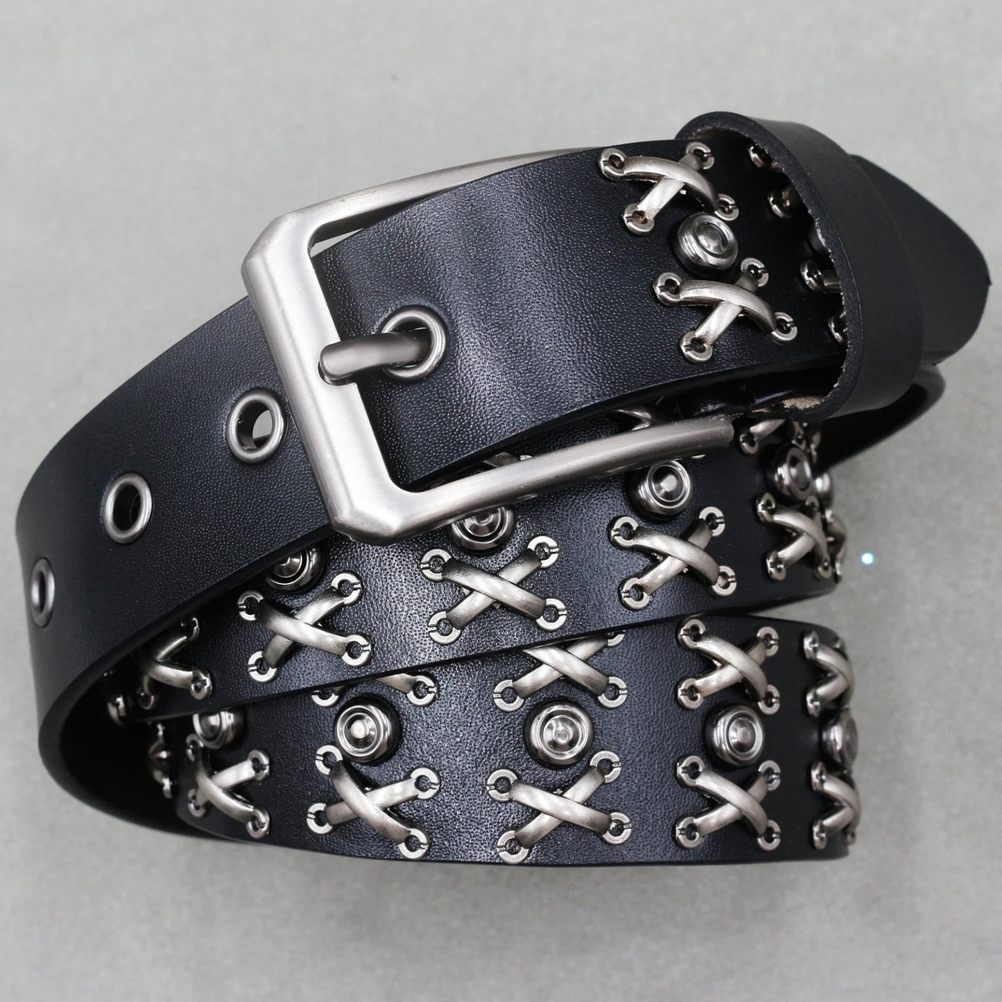 Genuine Leather Cowskin Punk Rivet Jeans Belts - Premium Belts from Craftklart Dropship - Just $22.66! Shop now at Craftklart.store