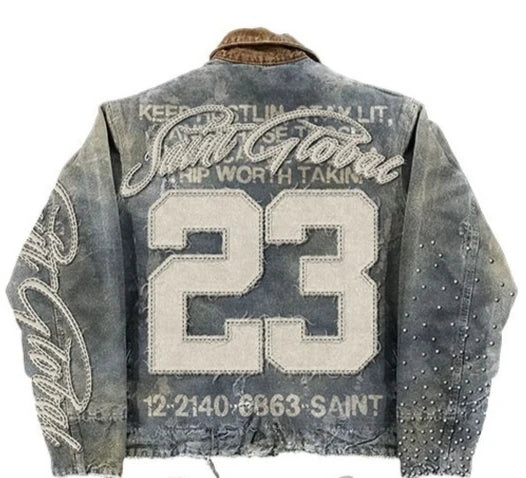 Men's Streetwear Washed Denim Y2K Jacket