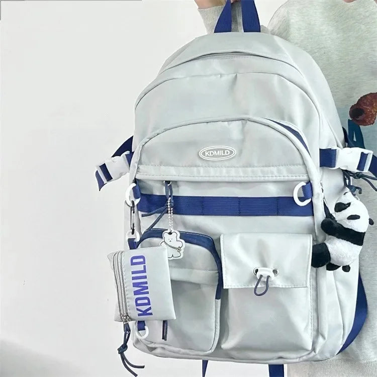 Korean Retro Workwear Large Capacity Dual Shoulder Bag