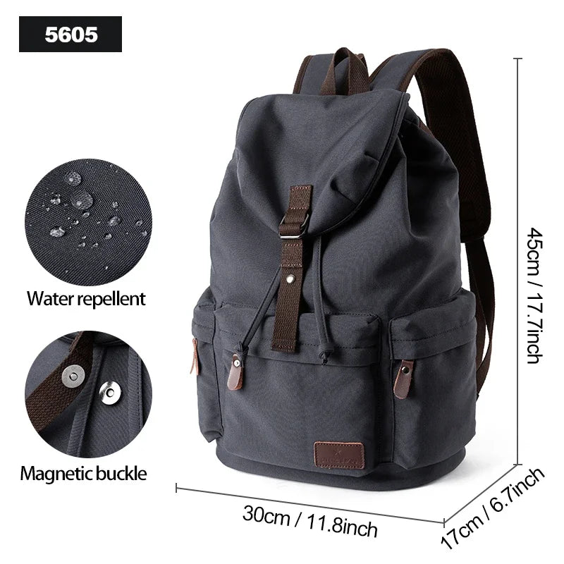 Men Vintage Canvas Large Capacity 15.6inch Laptop Casual Bag