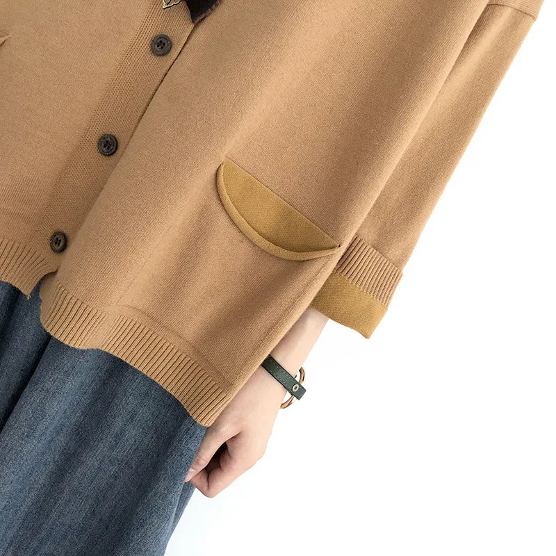 Loose Knit Cardigan — V-Neck, Button Front