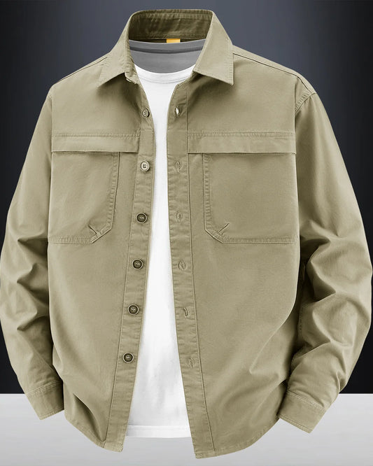 Retro Washed Cotton Long-Sleeve Shirt