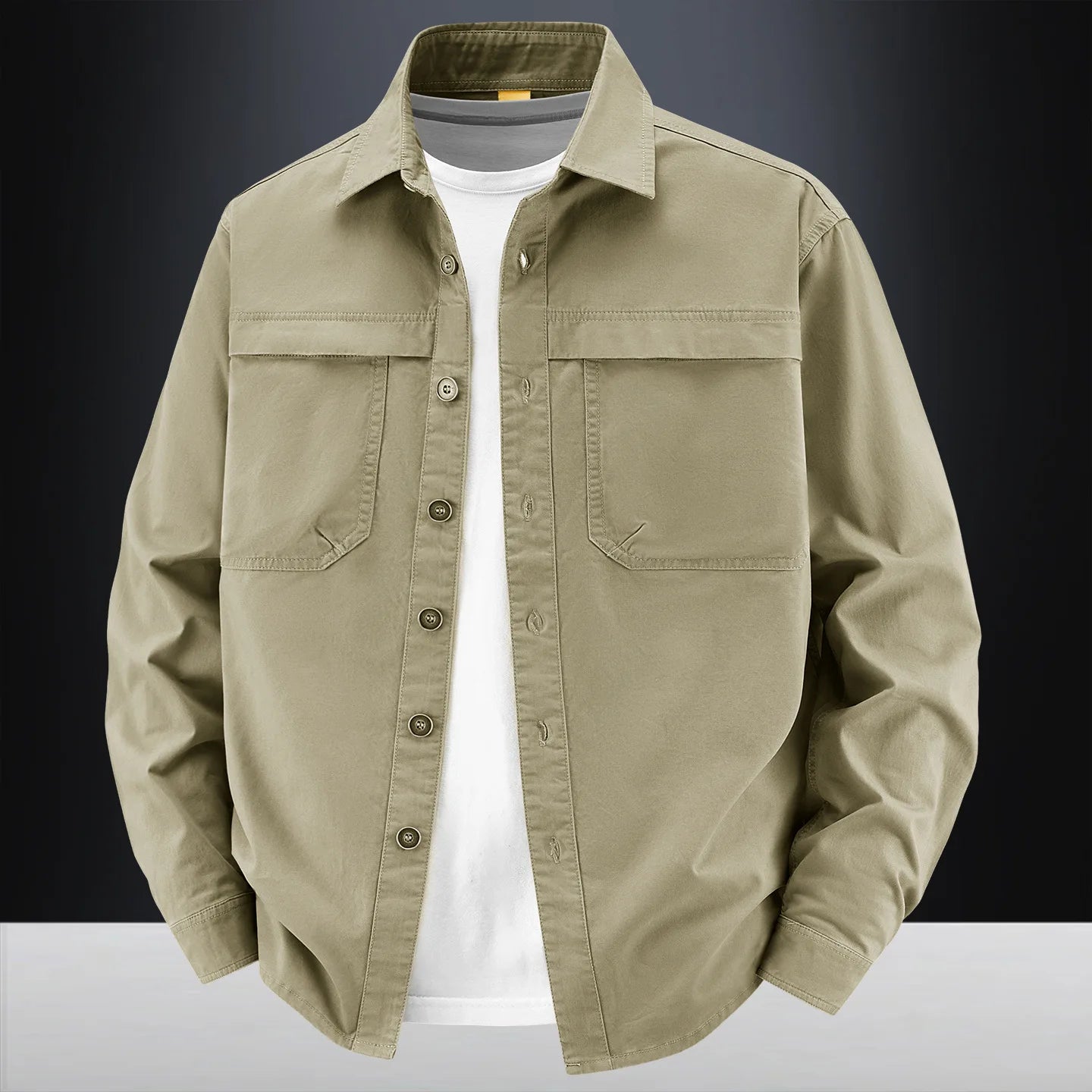 Retro Washed Cotton Long-Sleeve Shirt