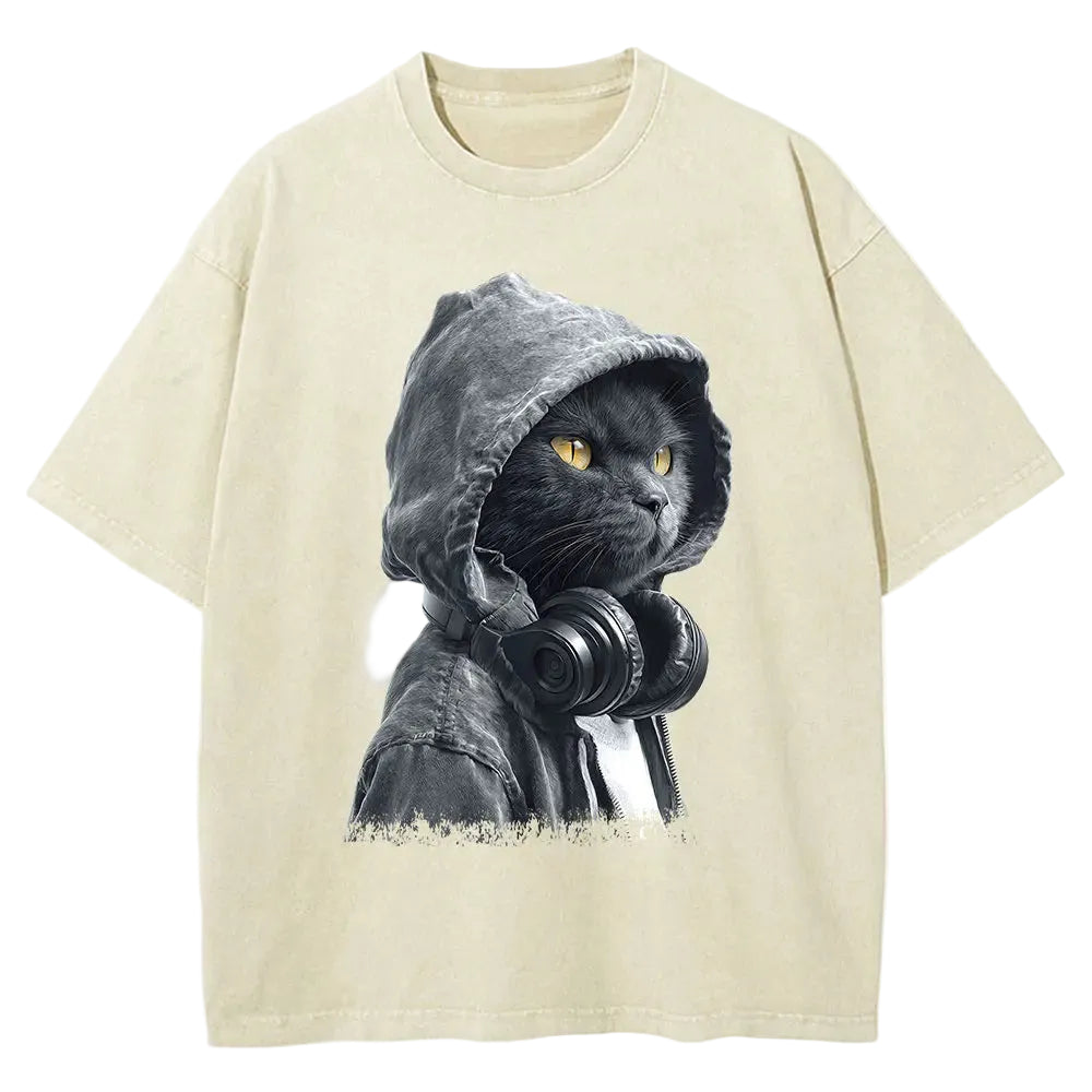 Washed Cotton Casual Loose Fit Graphic T-Shirt - Craftklart.store