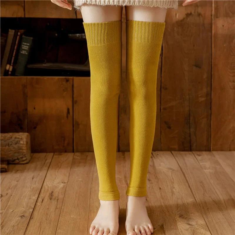 Terry Over-the-knee Socks for Women in Winter Plus Velvet and Thickened Warm Stockings Knee-protecting Thigh-high Socks - Craftklart.store