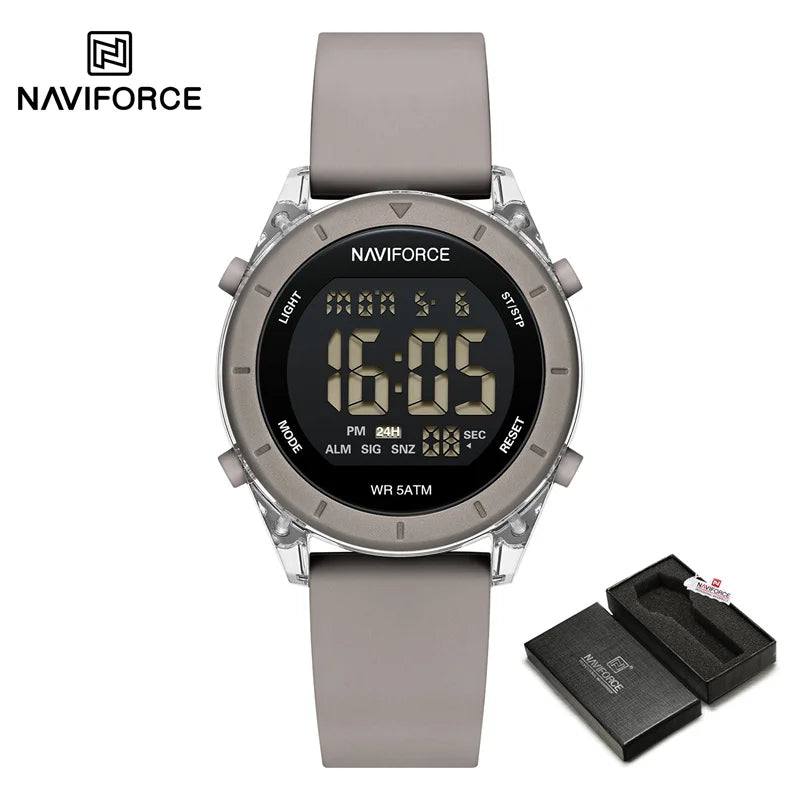 Women's digital sport watch with silicone strap, featuring a sleek display and sporty design from Urban Fashion & Streetwear.