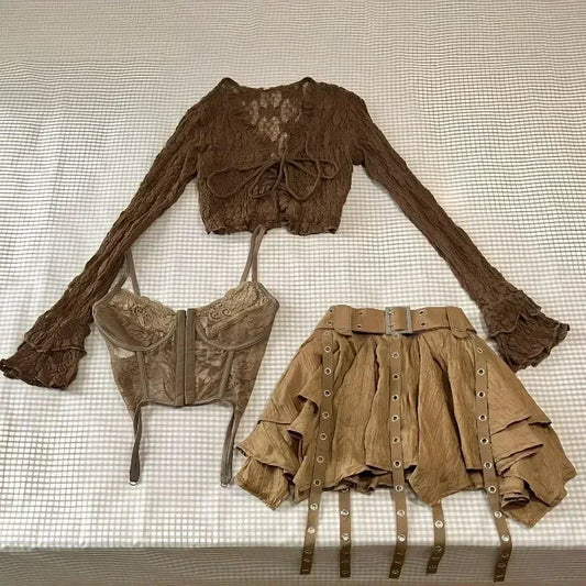 Three Piece Maillard Color High Street Design Urban Suit