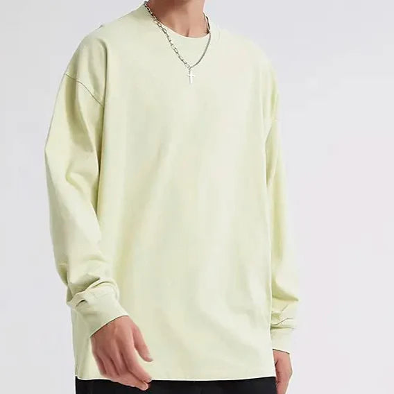 Casual Plain Long Sleeve T Shirt  Cotton 250gsm 8.8oz - Premium Longsleeve Top from Craftklart.store - Just $14.19! Shop now at Craftklart.store