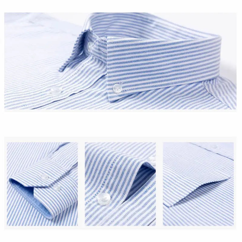 New 100% Cotton Oxford Shirt Men's Long Sleeve Striped Plaid Casual Shirts Korean Clothes High Quality Business Dress Shirt Grey - Premium  from Craftklart.store - Just $14.56! Shop now at Craftklart.store