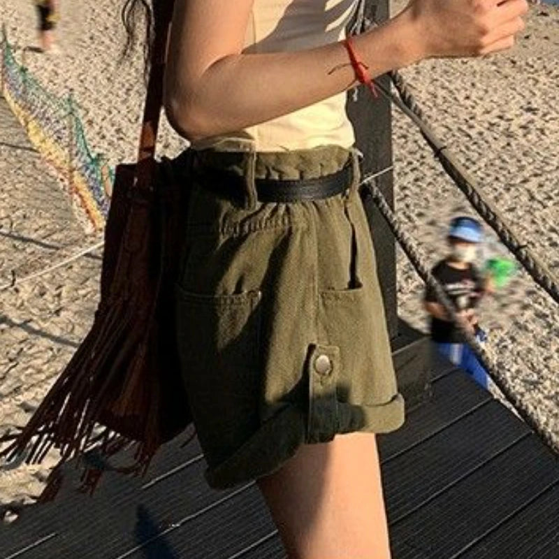 Women Wide Leg Baggy Casual Streetwear Denim Shorts