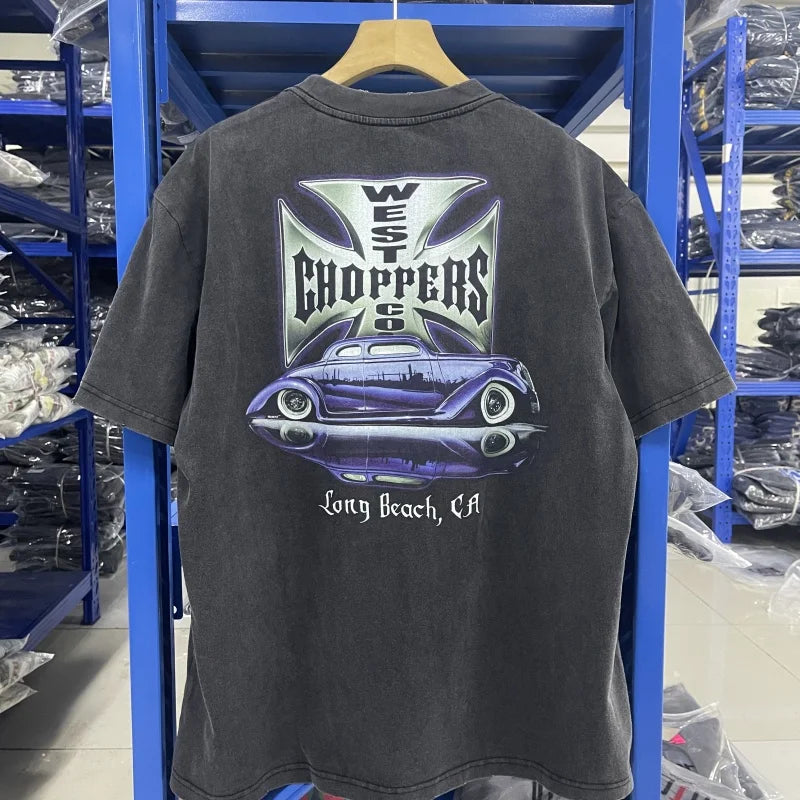 Men's West Coast Choppers casual cotton T-shirt in various colors, featuring streetwear style and brand logo on the front.