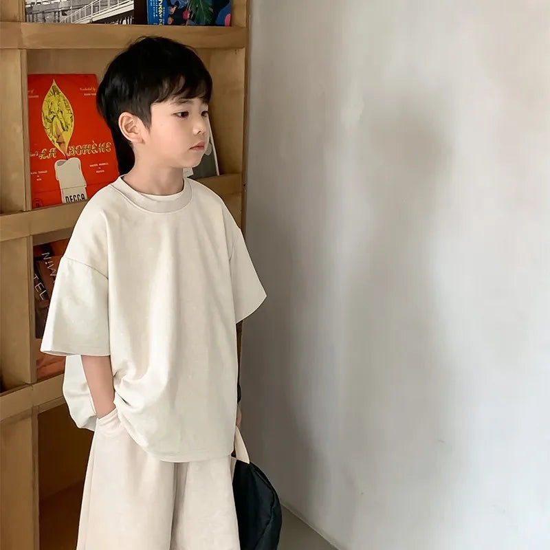 Boys Korean Loose Shirts+shorts 2pcs/set - Premium Kids clothes from Craftklart.store - Just $28! Shop now at Craftklart.store