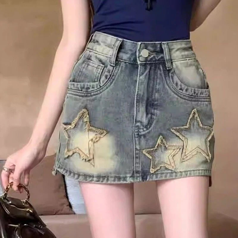 Women American Retro  High Waist Slim Harajuku Denim Skirt - Premium Skirt from Craftklart Dropship - Just $22.41! Shop now at Craftklart.store