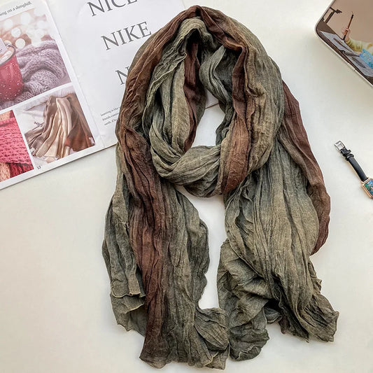 Women's Urban Cotton and Linen Tie-dye Long Folds Scarf
