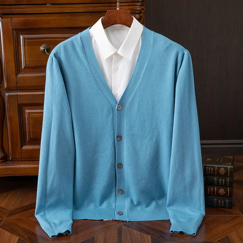 Men's  100% Merino wool cashmere V-neck cardigan - Premium Cardigan from Craftklart Dropship - Just $15.73! Shop now at Craftklart.store